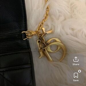 Christian Dior lamb skin wallet on chain